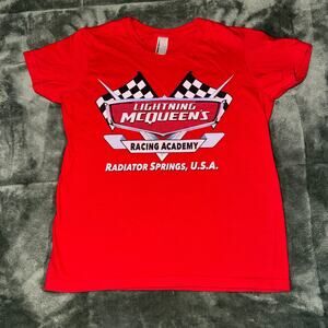 American Apparel T-Shirt Youth Size 8 Lightning McQueen Racing Academy Red Tee